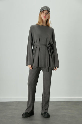 Knitted Belted Tunic Anthracite