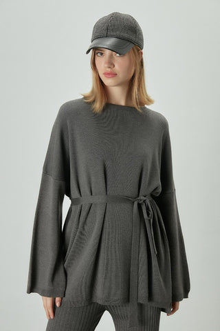 Knitted Belted Tunic Anthracite