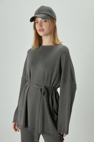 Knitted Belted Tunic Anthracite