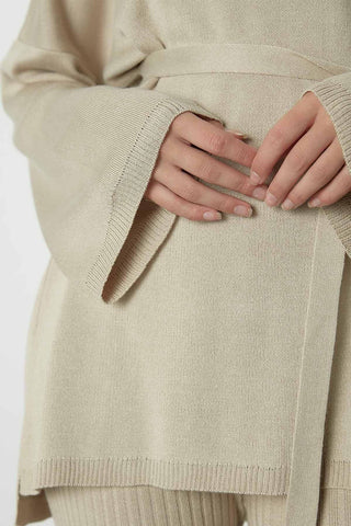 Knitted Belted Tunic Beige