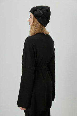 Knitted Belted Tunic Black