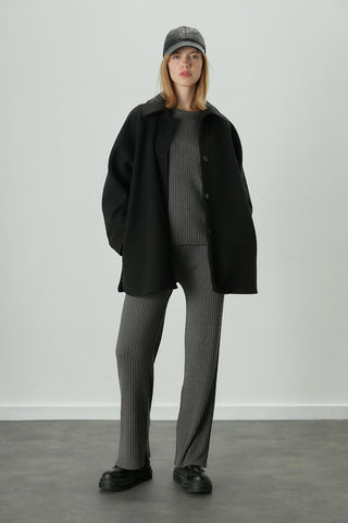 Ribbed Knit Trousers Anthracite