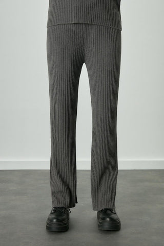 Ribbed Knit Trousers Anthracite