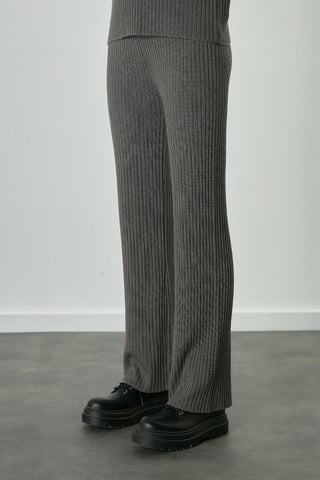 Ribbed Knit Trousers Anthracite