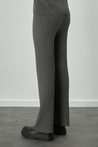 Ribbed Knit Trousers Anthracite