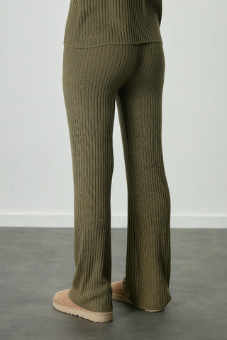 Ribbed Comfort Knit Trousers Khaki