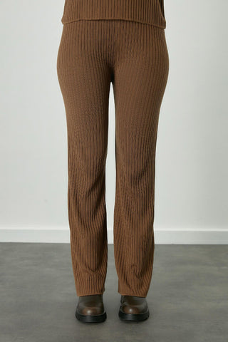 Ribbed Knit Trousers Camel