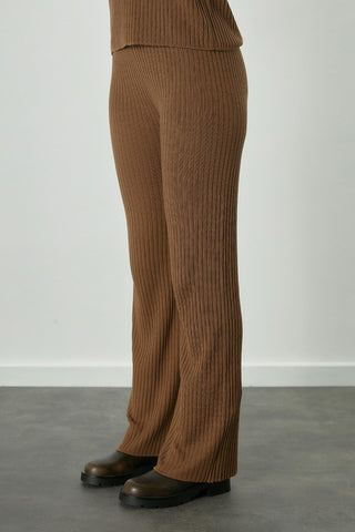 Ribbed Knit Trousers Camel