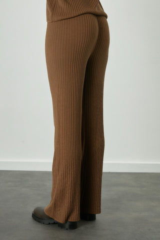 Ribbed Knit Trousers Camel