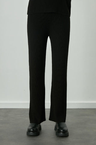 Ribbed Knit Trousers Black