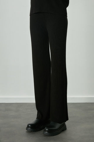 Ribbed Knit Trousers Black