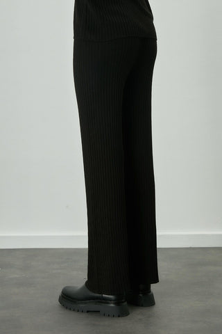 Ribbed Knit Trousers Black