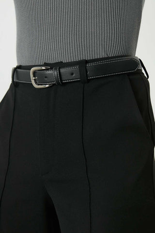 Lined Belt With Contrast Stitching Black