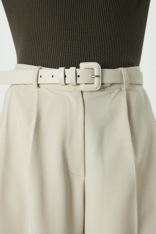 Thin Leather Coated Belt Beige