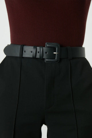 Thin Leather Coated Belt Black