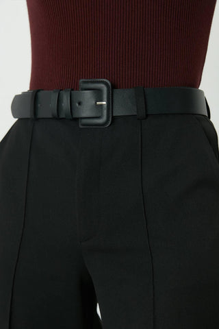 Thin Leather Coated Belt Black