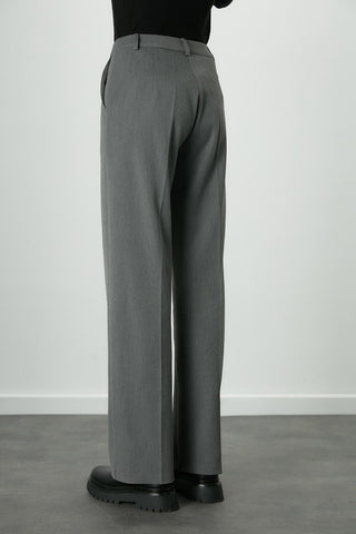 Premium Pleated Straight Trousers Grey