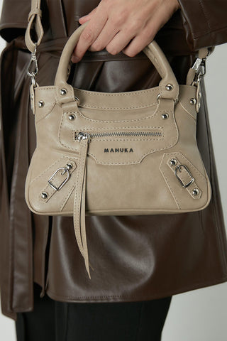 Woody Leather Bag Beige