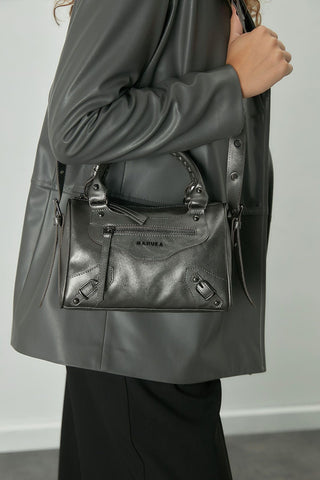 Marcie Leather Bag Silver