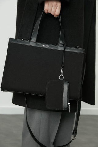 Wide Canvas City Bag Black