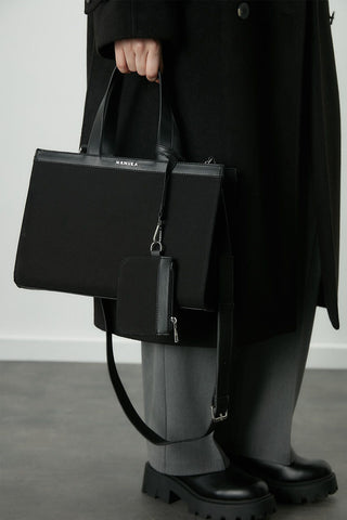 Wide Canvas City Bag Black