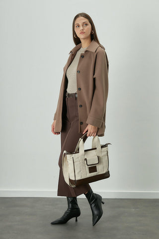 Multi-Pocket Midi Canvas Bag Dark Brown