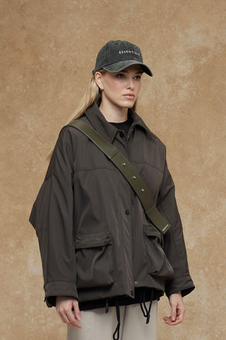 Oversize Bomber Coat Khaki