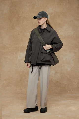 Oversize Bomber Coat Khaki