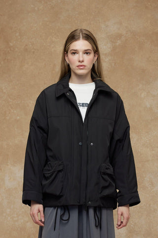 Oversize Bomber Coat Black