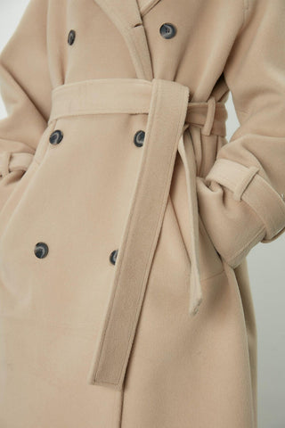 Danish Cachet Double-Breasted Coat Camel