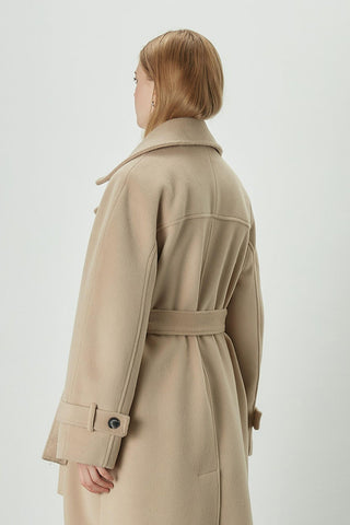 Danish Cachet Double-Breasted Coat Camel