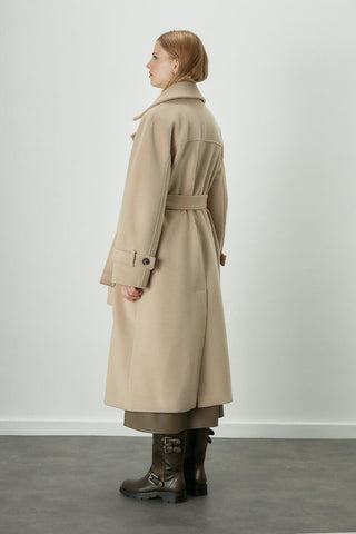 Danish Cachet Double-Breasted Coat Camel