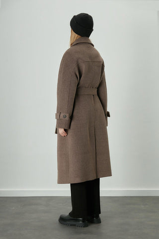 Danish Cachet Double-Breasted Coat Brown