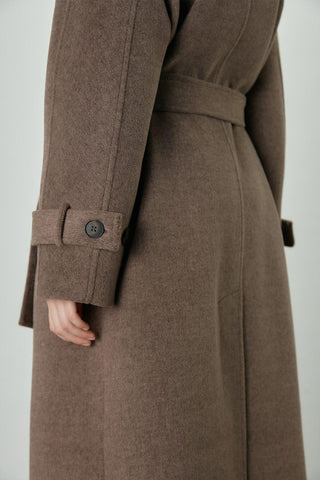 Danish Cachet Double-Breasted Coat Brown