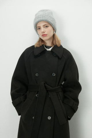 Danish Cachet Double-Breasted Coat Black