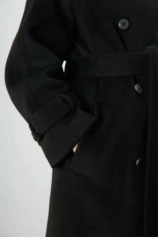 Danish Cachet Double-Breasted Coat Black