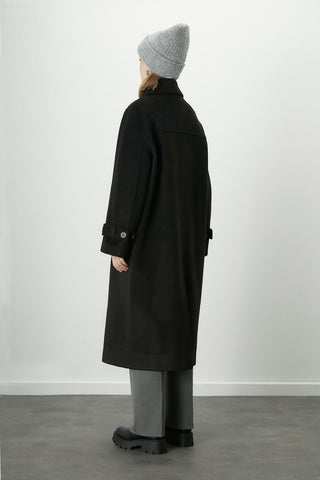 Danish Cachet Double-Breasted Coat Black