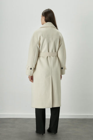 Danish Cachet Double-Breasted Coat Ecru