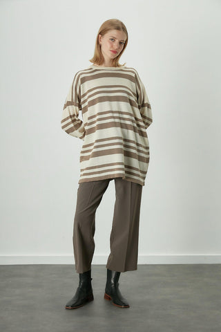 Striped Oversize Knit Tunic Mink