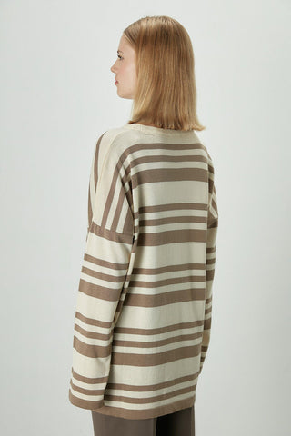 Striped Oversize Knit Tunic Mink