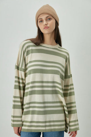 Striped Oversize Knit Tunic Mint