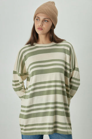 Striped Oversize Knit Tunic Mint