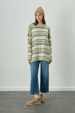 Striped Oversize Knit Tunic Mint