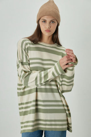 Striped Oversize Knit Tunic Mint