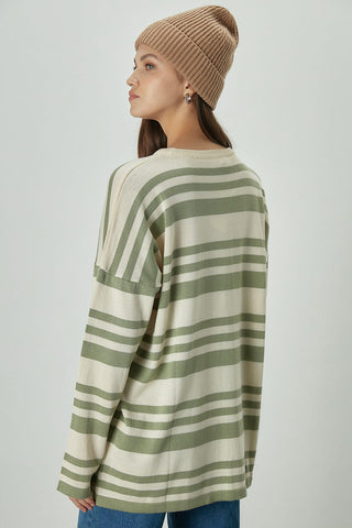 Striped Oversize Knit Tunic Mint