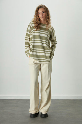 Striped Oversize Knit Tunic Sage