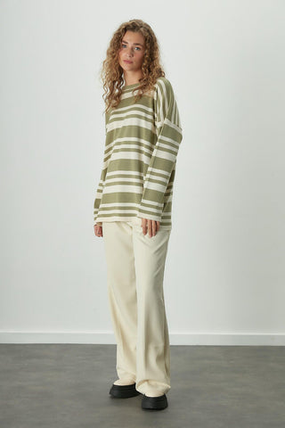 Striped Oversize Knit Tunic Sage