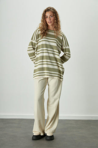 Striped Oversize Knit Tunic Sage