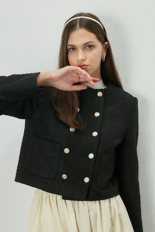 Tweed Jacket With Pockets Black