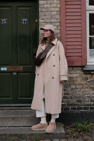 Danish Cachet Double-Breasted Coat Camel